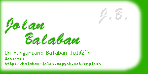 jolan balaban business card